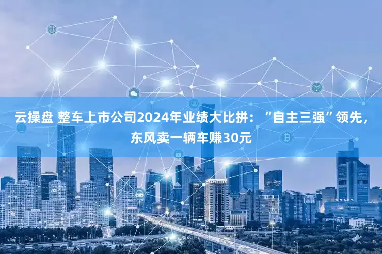 云操盘 整车上市公司2024年业绩大比拼：“自主三强”领先，东风卖一辆车赚30元