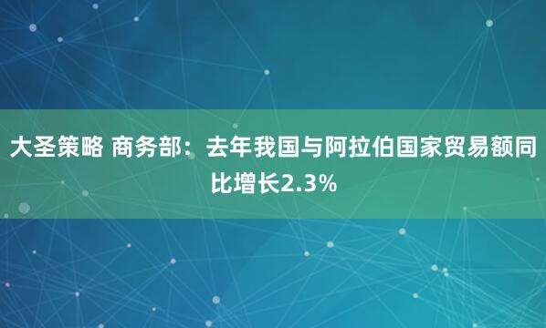 大圣策略 商务部：去年我国与阿拉伯国家贸易额同比增长2.3%