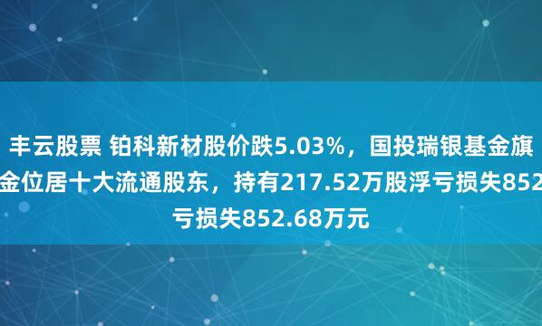 丰云股票 铂科新材股价跌5.03%，国投瑞银基金旗下1只基金位居十大流通股东，持有217.52万股浮亏损失852.68万元
