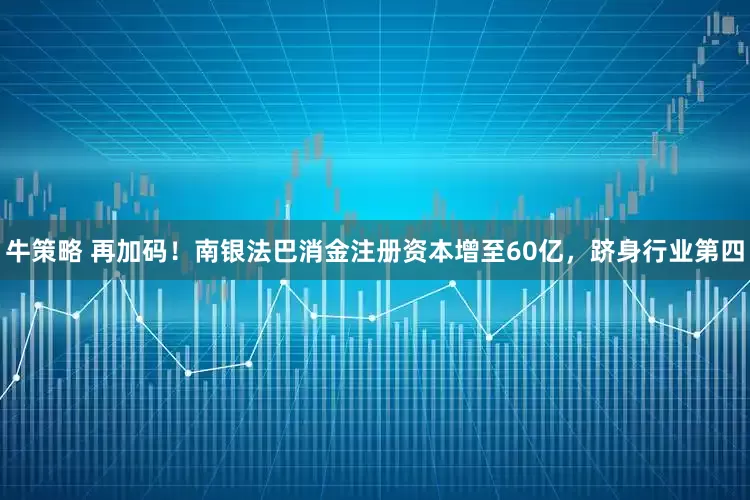 牛策略 再加码！南银法巴消金注册资本增至60亿，跻身行业第四